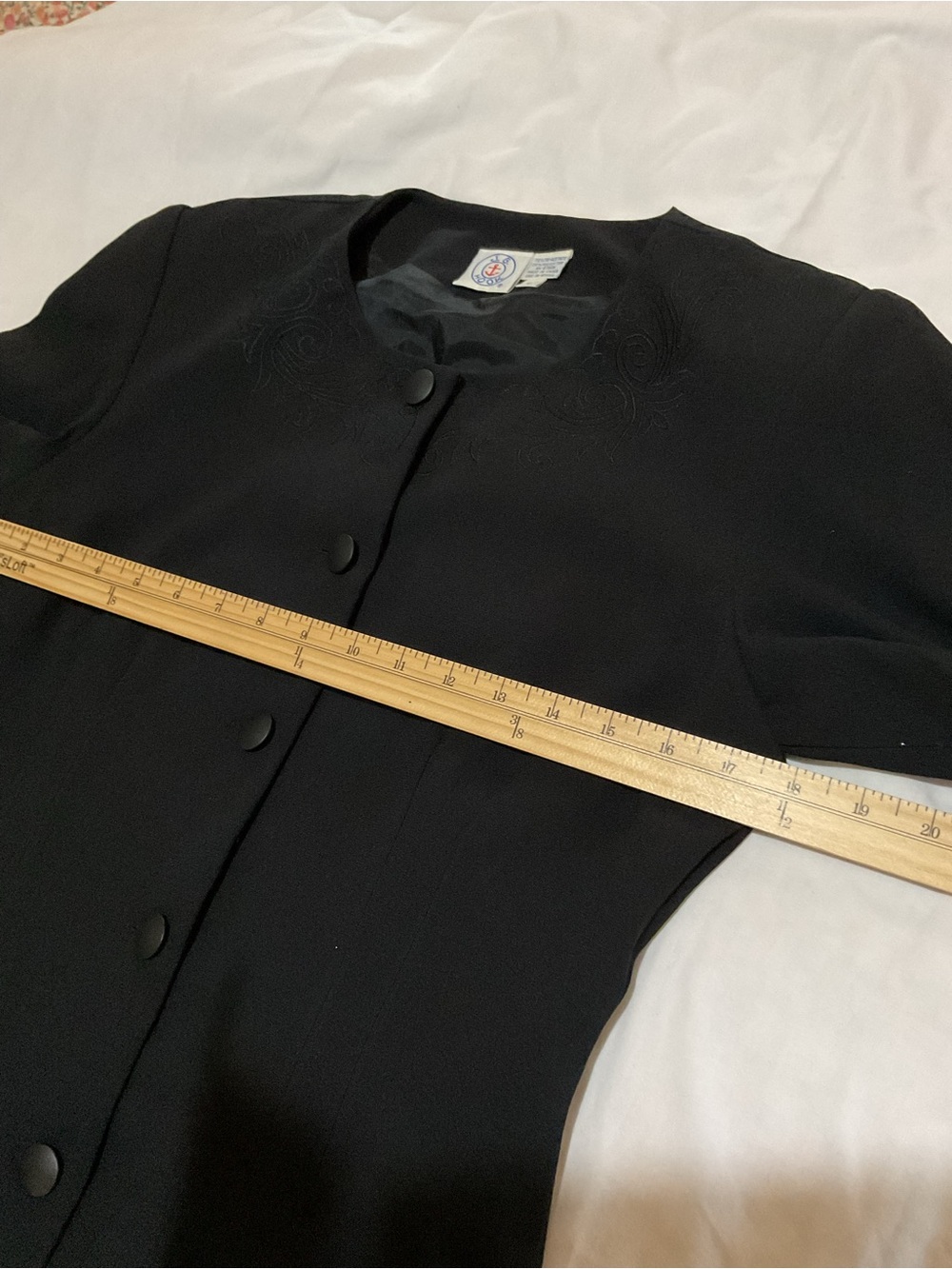 J.G. Hook Vintage Womens Dress Black Button Front Short Sleeve Shoulder Pads - Picture 15 of 16